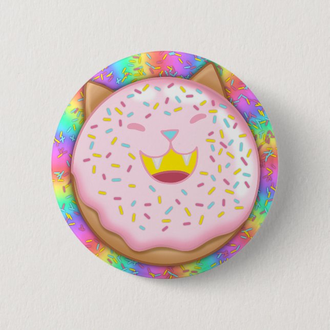 Kat-Doughnut: Mattiert mit Background-Button Button (Vorderseite)