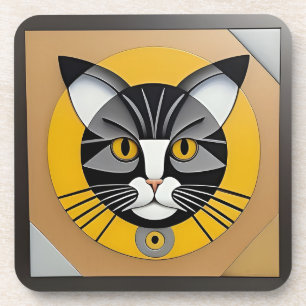 Kat Geometric Artwork Getränkeuntersetzer