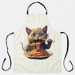 Kat isst Spaghetti Schürze