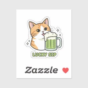 Kat leckt Bier-Schaum Nur ein Schluck Lustiger Auf Aufkleber