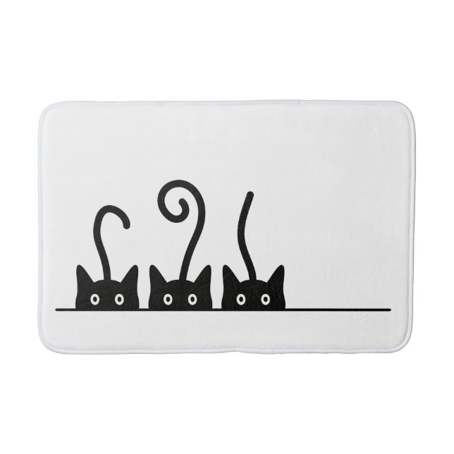 Kat lijn tekening. Drie katjes. Wereld Kattendag. Badematte (Vorderseite)