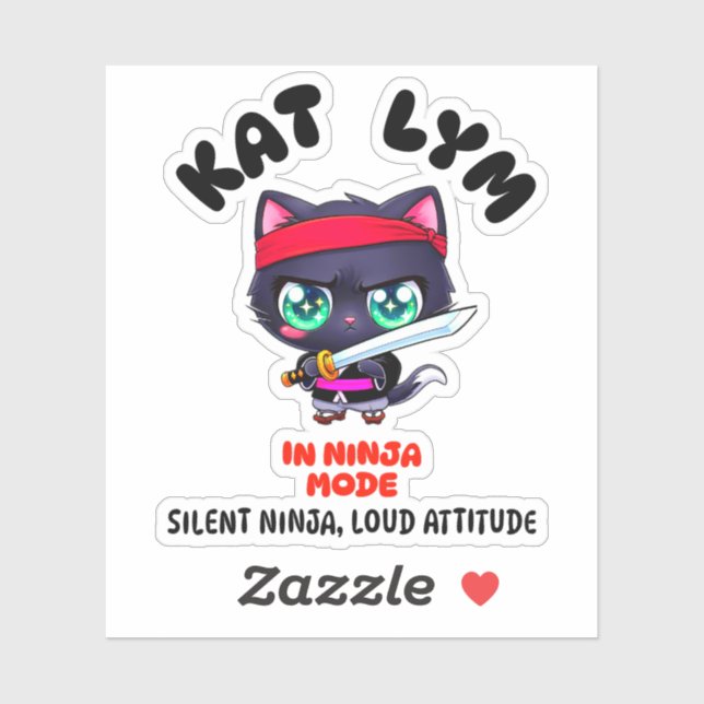 Kat Lym In Ninja Mode Cat Sticker (Blatt)