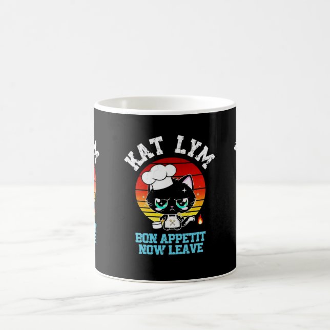 Kat Lym Sarcastic Chef Cat - Bon Appetit Now Leave Kaffeetasse (Mittel)