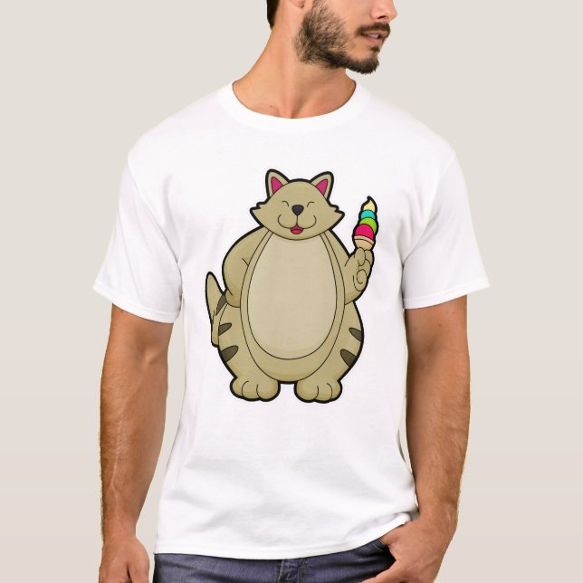 Kat mit Waffeleis T-Shirt (Vorderseite)