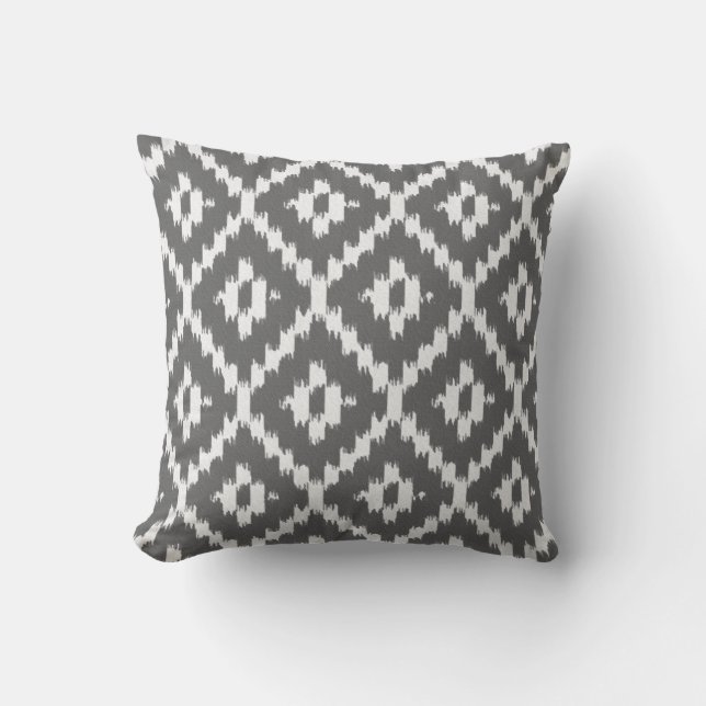 Kat-Muster - Kohle und Silbergrau Kissen (Vorderseite)