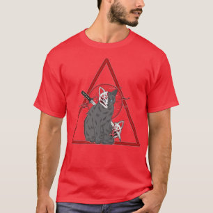 Kat Ninja Samurai Kämpfer Roter Mond Liebhaber ein T-Shirt