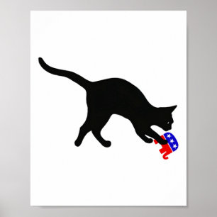 Kat Pouncing on Gop Elephant Funny Democrat Poster