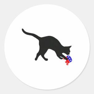 Kat Pouncing on Gop Elephant Funny Democrat Runder Aufkleber