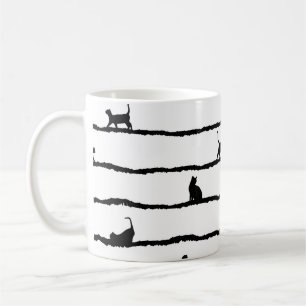 Kat-Silhouette Streifen Abstrakt Handgezeichnetes  Kaffeetasse
