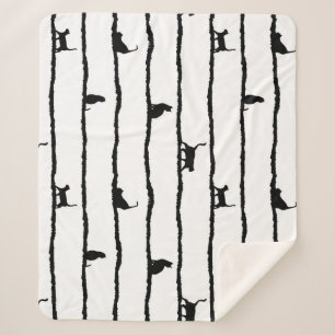 Kat-Silhouette Streifen Abstrakt Handgezeichnetes Sherpadecke
