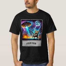 Kat UFO Selfie: Scared Kitty (Man T - Shirt) #08 T-Shirt