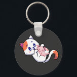 Kat und Axolotl Kawaii Neko Anime Button Schlüsselanhänger<br><div class="desc">Cat und Axolotl Kawaii Neko Anime japanisches Design Geschenk Basic Button Schlüsselanhänger Classic Collection.</div>