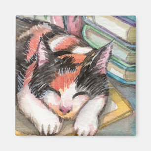 Kat von den Büchern Magnet