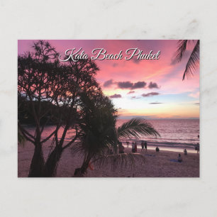 Kata Beach Sonnenuntergang, Phuket, Thailand Postkarte