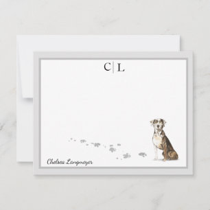 Katahoula Hund Hund Graue Border Monogramm Name Mitteilungskarte