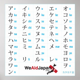 Katakana Chart タ ナ 表 Poster