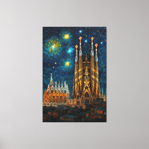 Katalan Starry Night Gaudí Meets Van Gogh Leinwanddruck