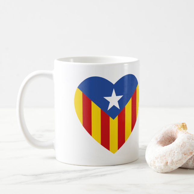 Katalanische Flaggenherz Kaffeetasse (Mit Donut)