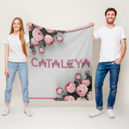 KATALEYA bestickte Rose Kissen & Keule Fleecedecke