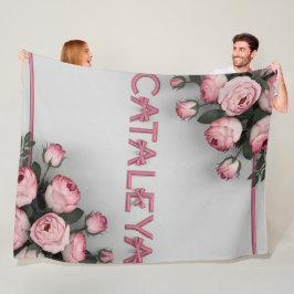 KATALEYA bestickte Rose Kissen & Keule Fleecedecke