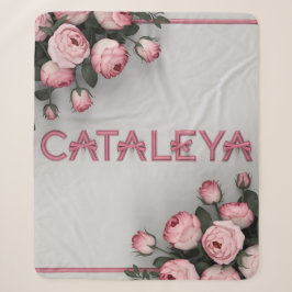 KATALEYA bestickte Rose Kissen & Keule Sherpadecke