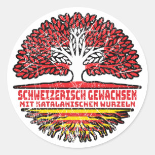Katalonien Katalanisch Schweizer Schweiz Baum Runder Aufkleber