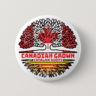 Katalonien Katalonien Kanadisches Baumrottflagge Button