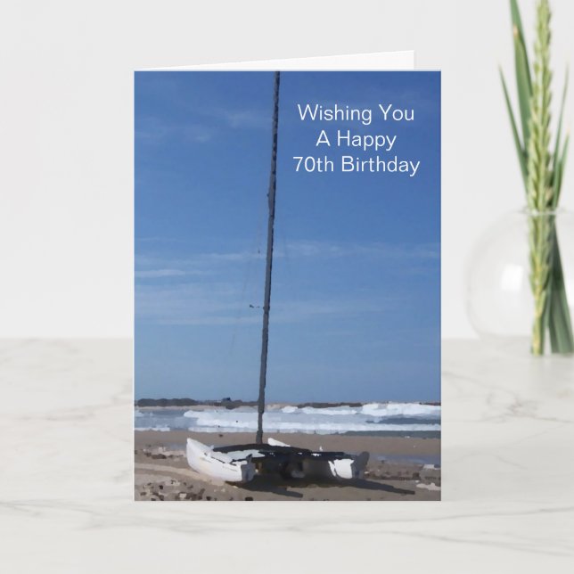 Katamaran Boat Personalisiert 70. Geburtstag Karte (Vorderseite)