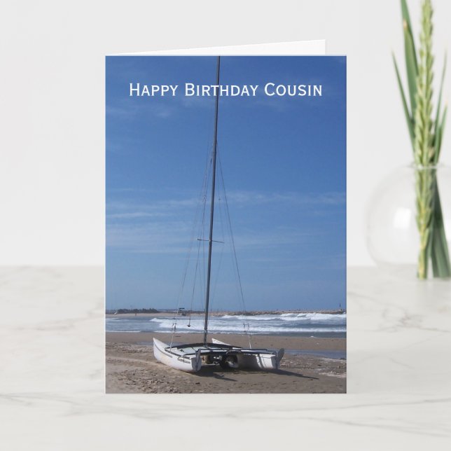 Katamaran Personalisierter Cousin Geburtstag Karte (Vorderseite)