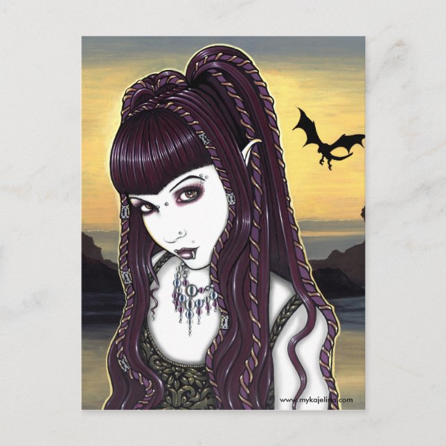Katana Gothic Dragon Goddess Postcard Postkarte (Vorderseite)