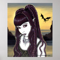 Katana Gothic Dragon Goddess Poster