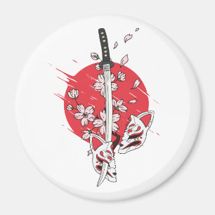 Katana Kirschblüten-Fuchsmaske Magnet