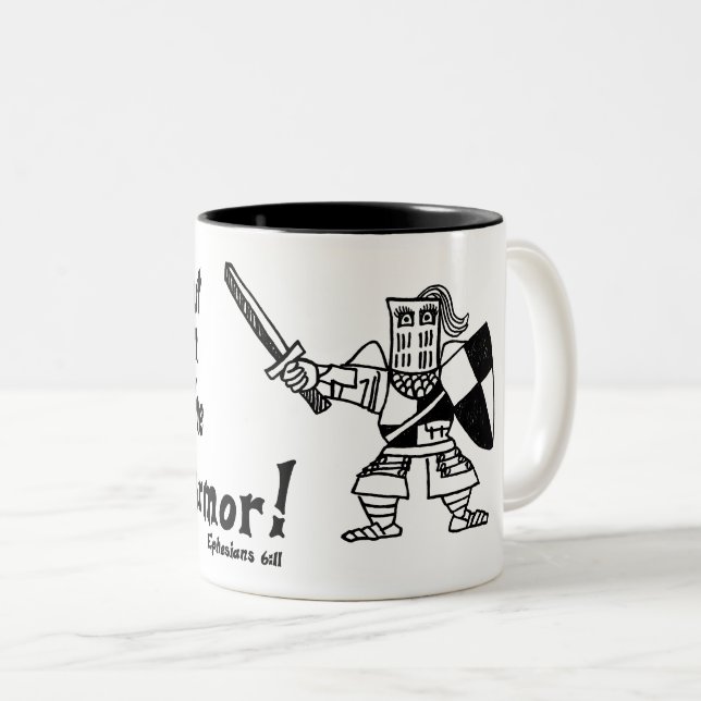Katapult-Massaker Ephesians 6:11 Dame Knight Mug Zweifarbige Tasse (VorderseiteRechts)