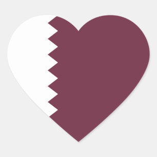 Katar-Flag-Heftsticker Herz-Aufkleber