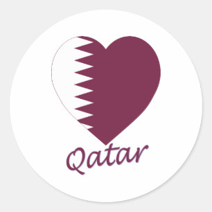 Katar Flag Herz Runder Aufkleber