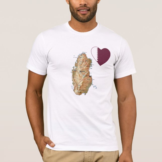 Katar Flag Herz und Karte T - Shirt (Vorderseite)