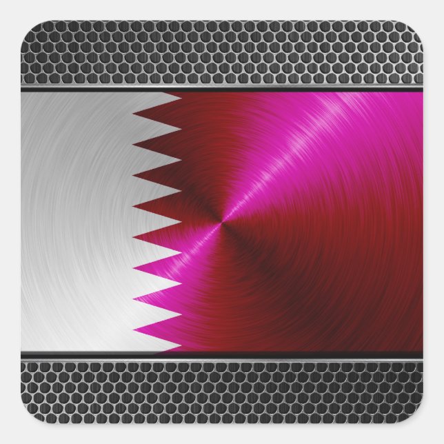 Katar-Flag im Metallaussehen Quadratischer Aufkleber (Vorderseite)