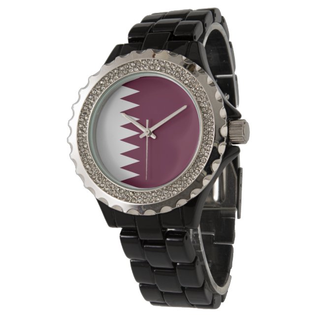 Katar-Flagge Armbanduhr (Schrägansicht)