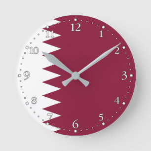 Katar-Flagge Runde Wanduhr