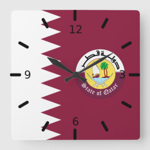 Katar-Flaggenemblem    Quadratische Wanduhr