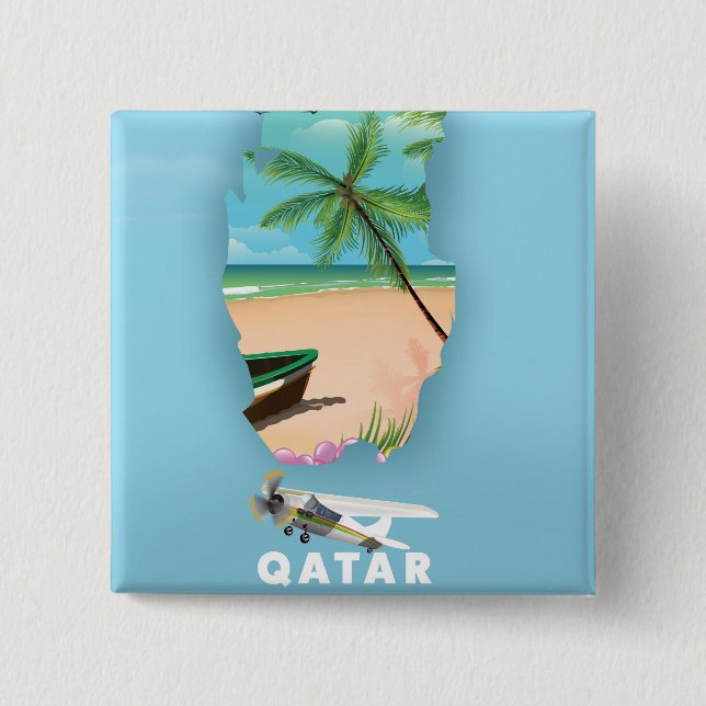 Katar illustriertes Reiseplakat Button (Vorderseite)