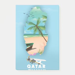 Katar illustriertes Reiseplakat Druck Post-it Klebezettel