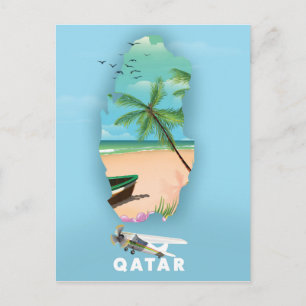 Katar illustriertes Reiseplakat Postkarte