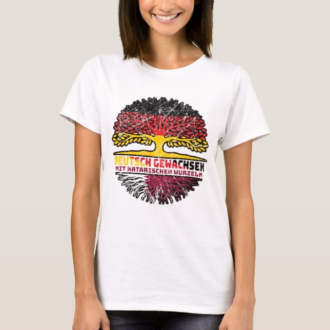 Katar Katarisch Deutsch Deutschland Baum Wurzel T-Shirt (Vorderseite)