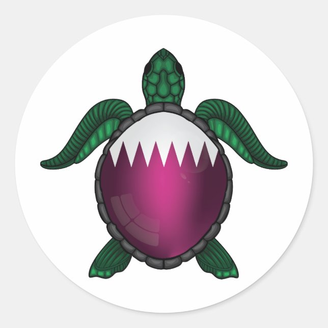 Katar-Schildkrötenflagge Runder Aufkleber (Vorderseite)