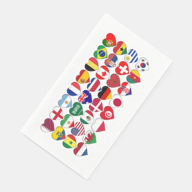 Katar-Turnier 2022 32 Herz-Country-Flaggen Serviette (Ecke)