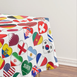 Katar-Turnier 2022 32 Herz-Country-Flaggen Tischdecke