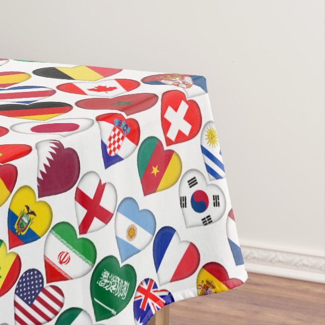 Katar-Turnier 2022 32 Herz-Country-Flaggen Tischdecke (Beispiel)