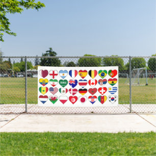 Katar Turnier 32 Länderfahnen Herz Banner