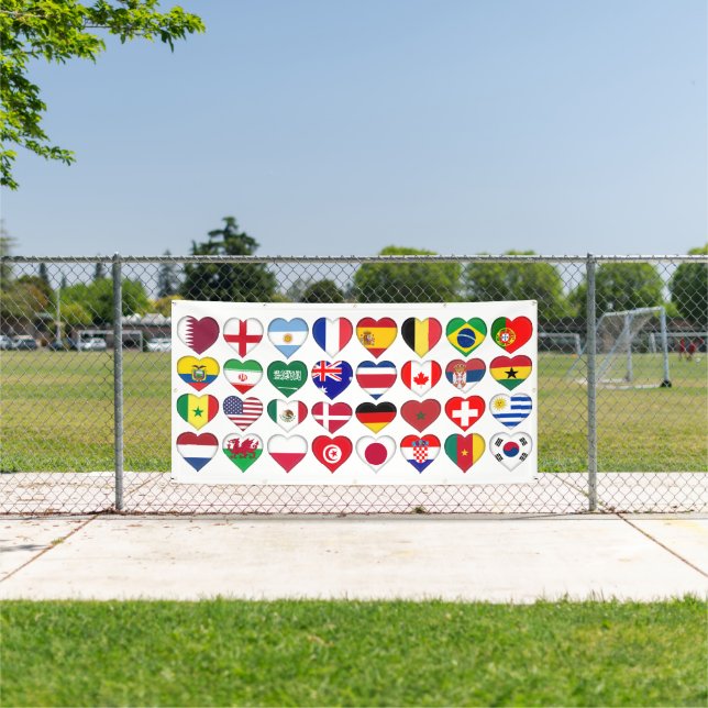 Katar Turnier 32 Länderfahnen Herz Banner (Insitu)